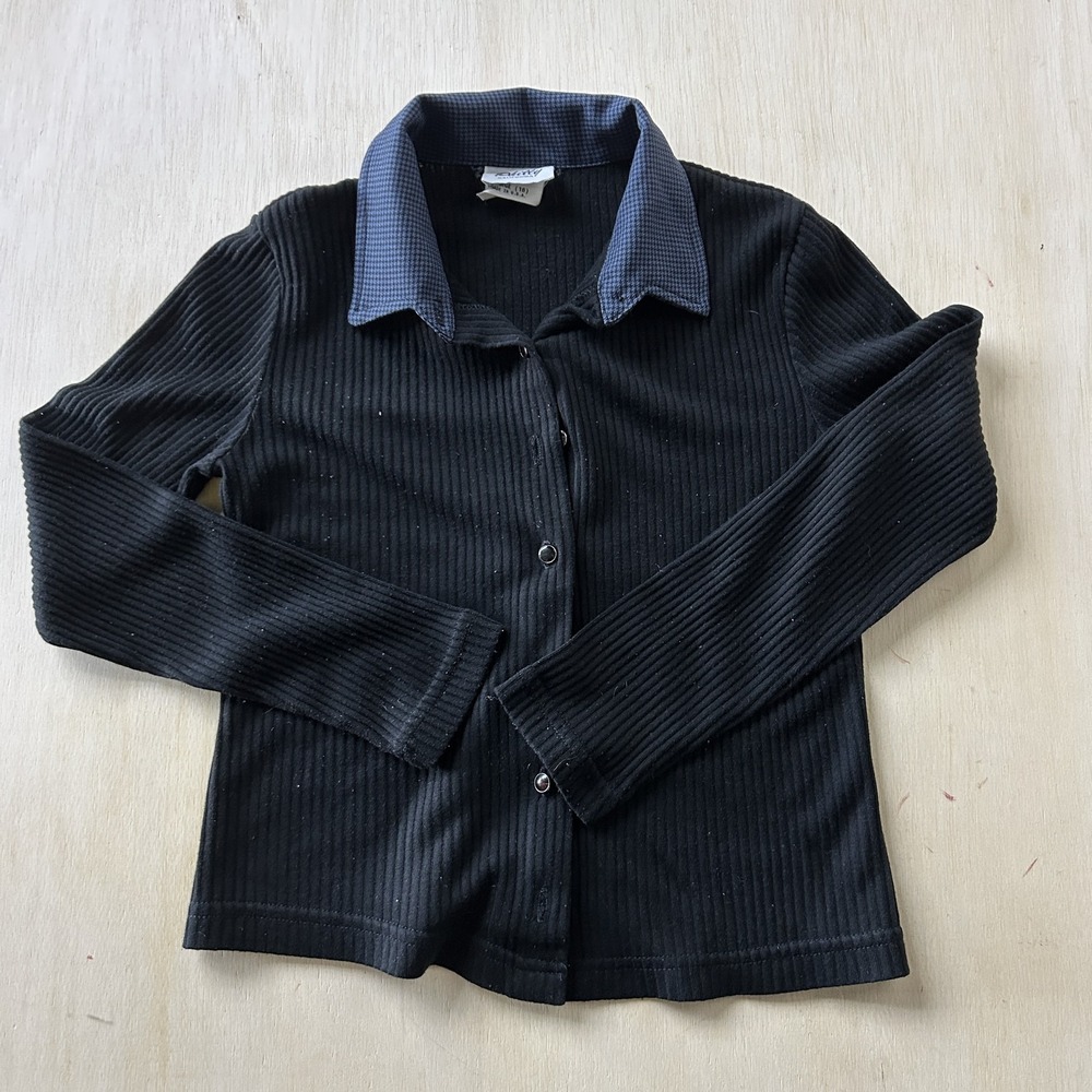 Vintage Philly California Cardigan Sweater Womens XL Black Collared Button USA